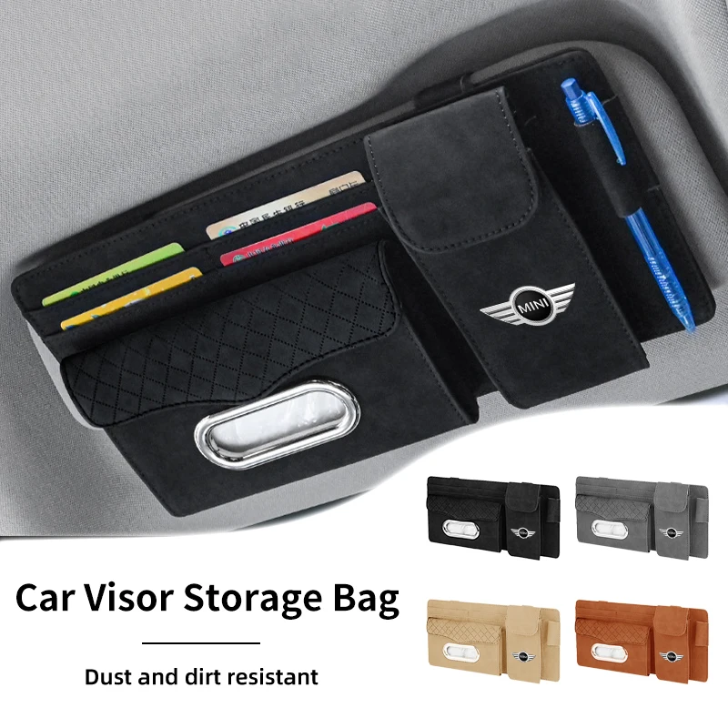 Car Tissue Box Sun Visor Card Case Glasses Holder Pen Organiser Tools Cars Accessories For MINI Cooper One JCW Coupe R56 R53 R52