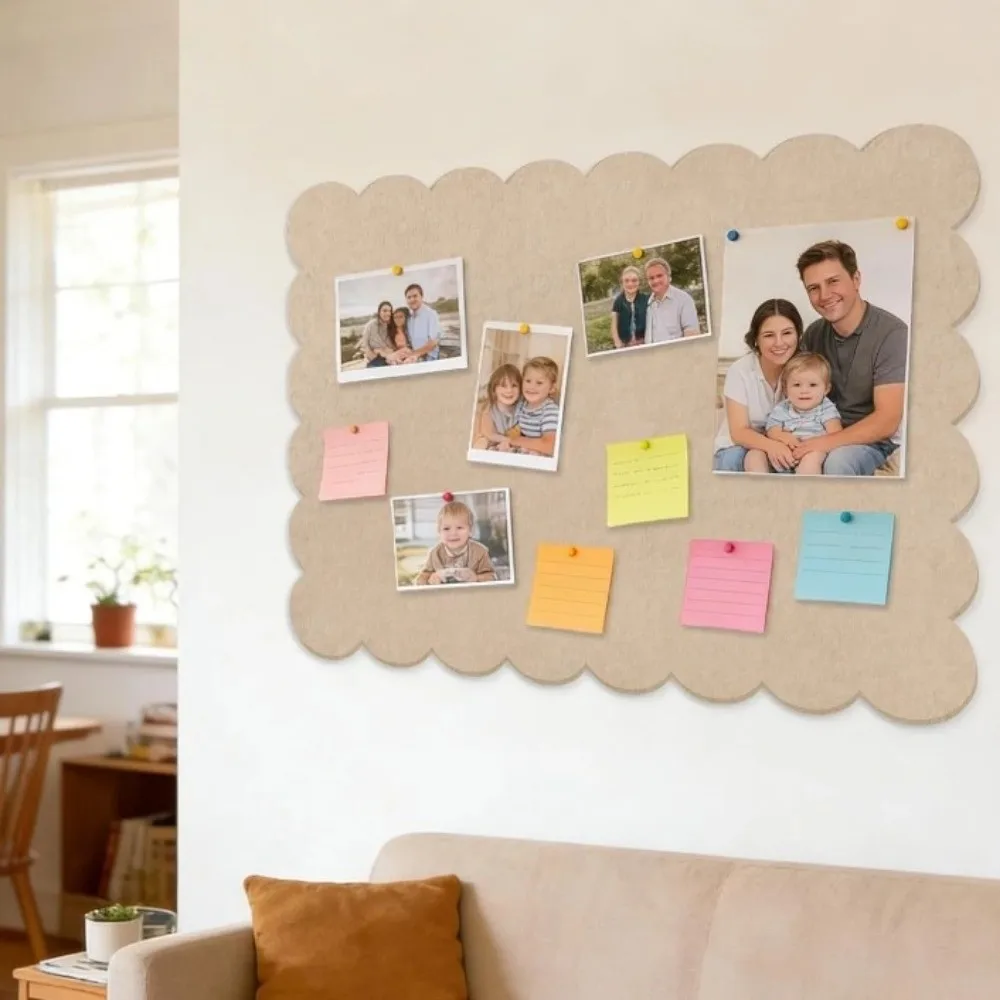 Felt Bulletin Board Multi-Use Large pin Board with Double Sided Adhesive Scalloped Edges Decorative Panel