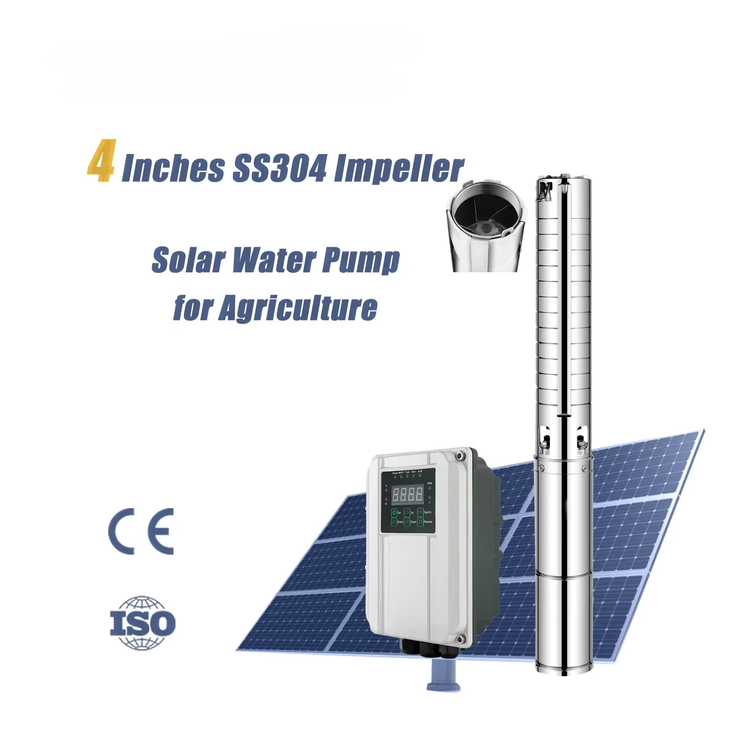 4-Inch Deep Well Stainless Steel Impeller Drilled DC Submersible Solar Water Pump System for Agricultural Irrigation