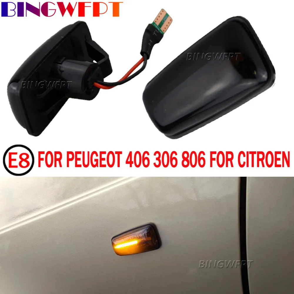 2Pcs Dynamic LED Flashing Side Marker Light Turn Signal Lamp For Peugeot 306 106 406 806 For Citroen XM ZX Break Xsara Xantia