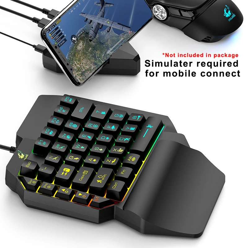 Left Hand Keyboard Single Hand Keyboard Mechanical Feel Game Keyboard for Mobile Tablet Laptop PUBG Game