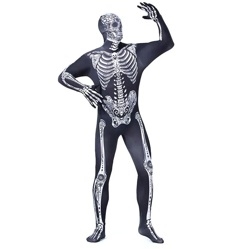 Halloween 3D Print Skeleton spaventoso Cosplay Horror tuta manica lunga Devil Zombie Costumes