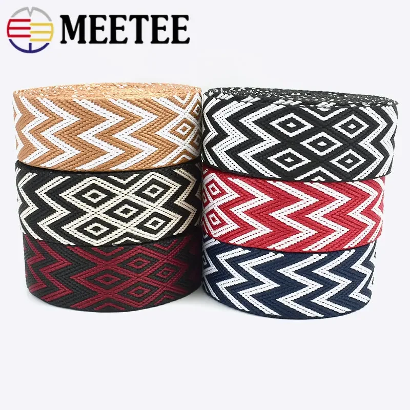 4M 2.2mm Thick 38/50mm Polyester Jacquard Webbing Canvas Ribbon for Strap Belt Tape Bag Backpack DIY Sewing Biasband Accessories