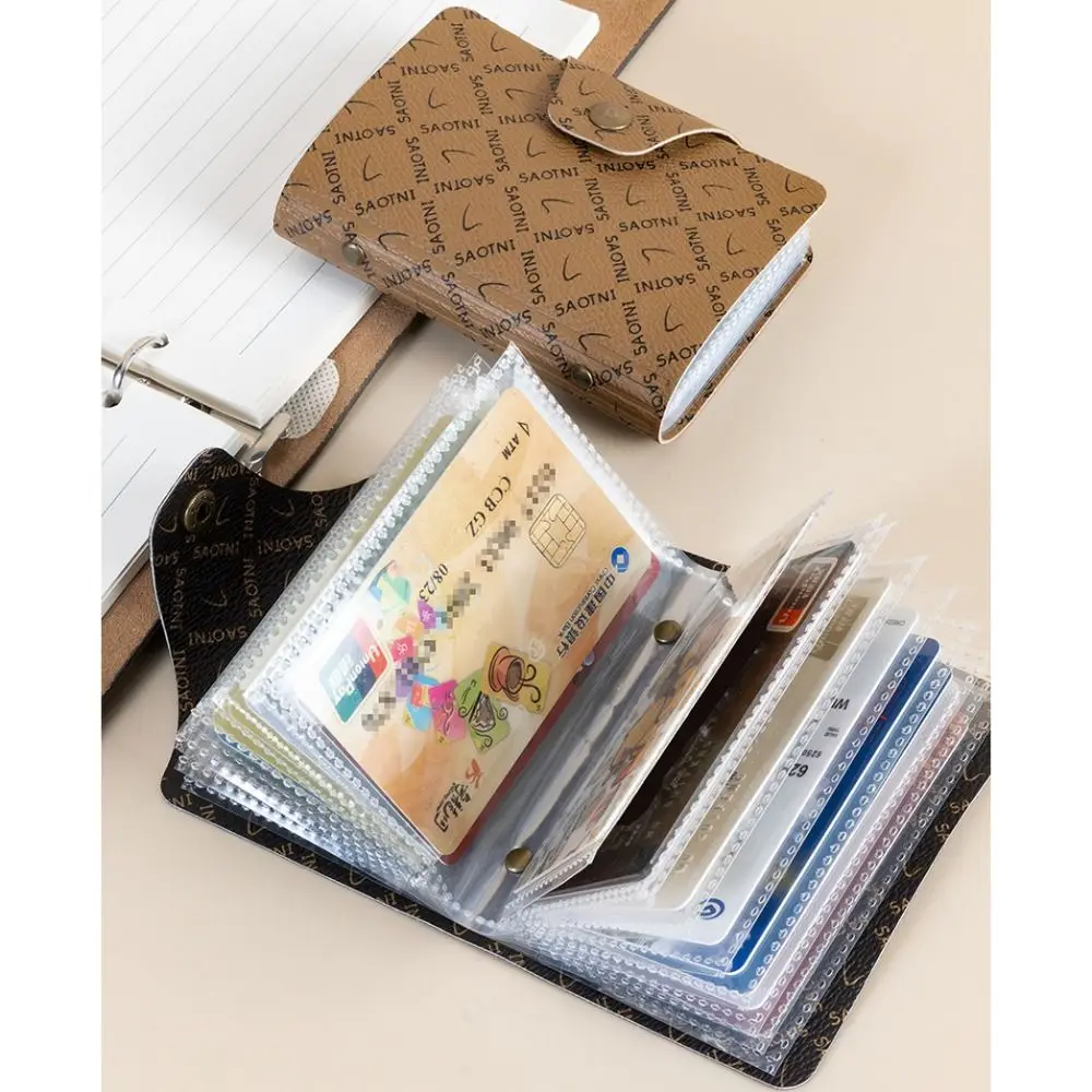 New PU Leather PU Leather Card Holder Black White Brown 20 Card Slots Card Storage Bag Lightweight Thin Card Case Unisex