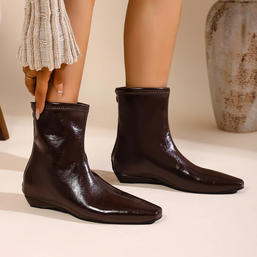 

Women's Ankle Boots Pointed Toe Slip-on Short Boots Zipper Microfiber Upper Fashion Casual Commuter Boots for Girls