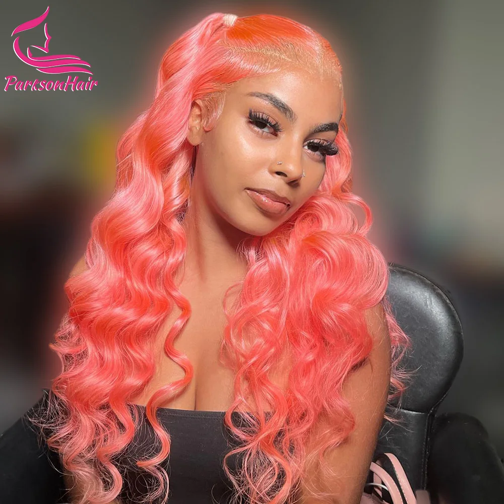 وردي فاتح 13x4 الدانتيل الشفاف الجبهة الباروكات للنساء البورمية فضفاضة موجة عميقة باروكة من شعر طبيعي شقراء ملونة الدانتيل الباروكات الأمامية