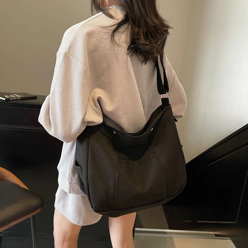Simple Casual Versatile Women's Large Capacity Canvas Single Shoulder Crossbody Bag Fashion Trend Commuting Storage Bags