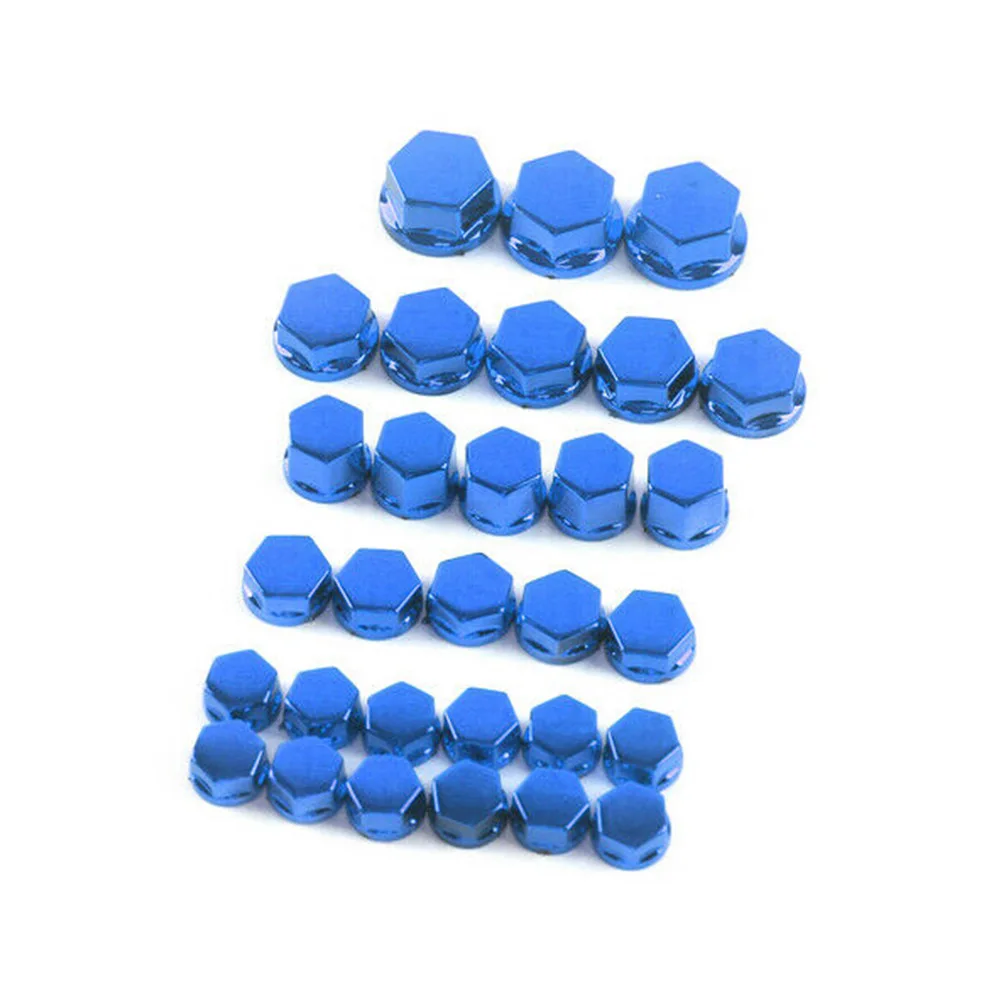 30pcs Screw Cap 1.4cm(3pcs) Blue Plating 0.8cm(12pcs) 1.0cm(10pcs) Motorcycle Screw Nut Bolt Cap Covers 30pcs Screw