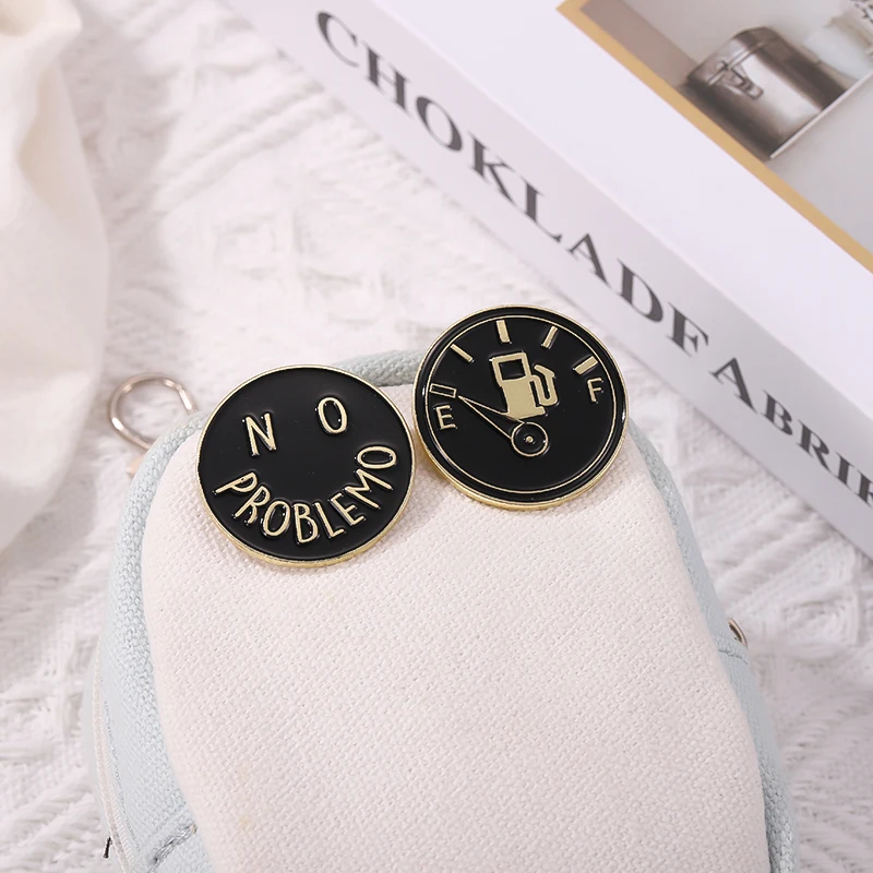 Custom Clock Tank Coffee Beer No Poblem Brooches Black Lapel Badges Funny Jewelry Gift for Kids Friends Chaotic Enamel Pins