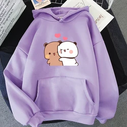 Desenhos animados Panda Bear Bubu e Dudu Hoodie para homens e mulheres, Tops impressos Kawaii, Moletom Harajuku Ullzang, O-Neck, Unisex, Feminino