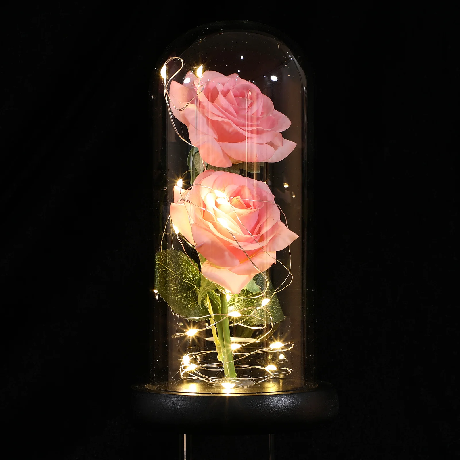 

1Pcs Eternal Artificial Rose Lamp Glass Shade Romantic Night Light LED Rose Flower Lamp Valentine's Day Atmosphere Decoration