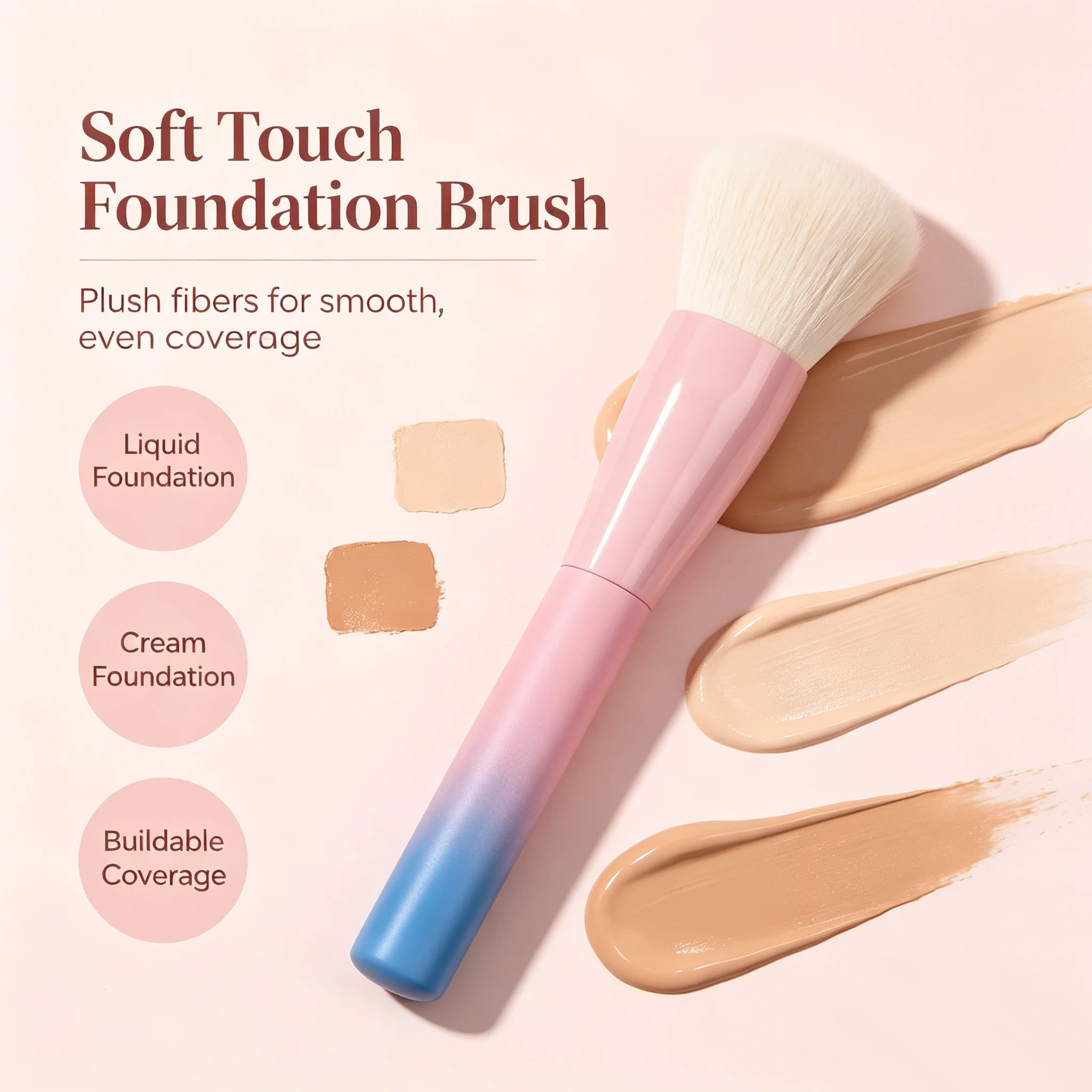 Makeup Brush,Multipurpose for Blush, Foundation, Contour & Highlighter, Fluffy Cheek Makeup Tool for Daily Makeup