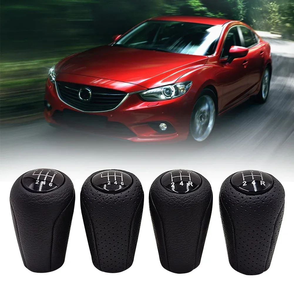 Leather 5/6-Speed Gear Shift Knob for MAZDA 3 BK BL 5 CR CW 6 II GH CX-7 ER MX-5 NC III 23 MT Leather Shifter Lever Arm Headball