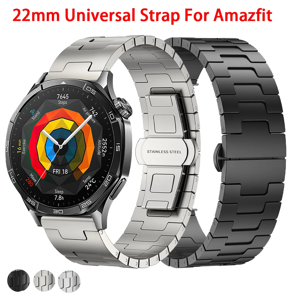 22mm Titanium Band for Amazfit Bip 6 5 Balance  46mm GTR4 3 Luxury Real Titanium Bracelet for HuaWei WATCH GT5 5Pro 4 4Pro 46mm