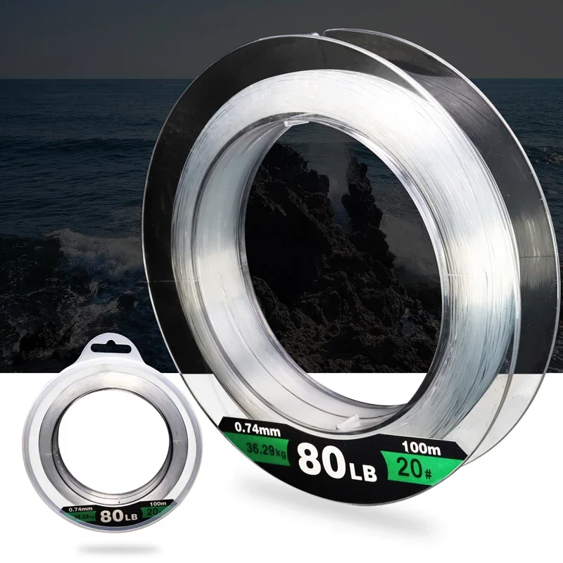 

50/100M Sea Fishing Nylon Line 30-180LB Transparent 10-82KG Strong Pulling Force Sub-line Saltwater Boat Fishing Accessories