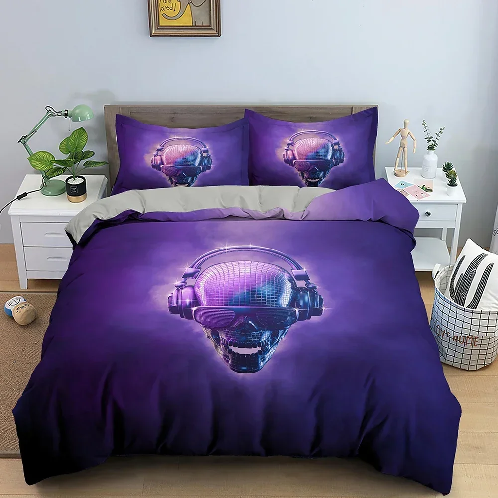 

Luxury New 3D Print Skull Rose Duvet Cover Skeleton Bedding Set Luxury Quilt Cover With Zipper Closure Queen Size Comforter Sets