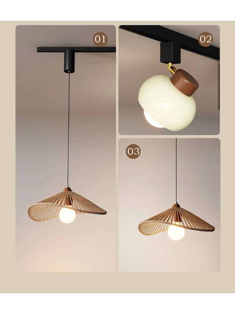 

Wabi Sabi retro style movable track spotlight new restaurant bar counter clothing store pendant light universal