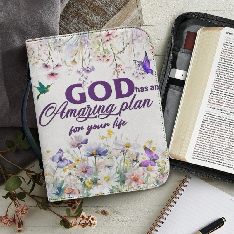 GOD Has An Amazing Plan For Your Life персонализированная печать церковная Библия обложка чехол PU сумочки ученическая книга святая коробка для хранения