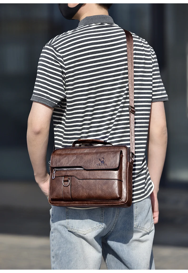 Vintage PU Leather Messenger Bag Men\'s Shoulder Bag Casual crossbody bags for men handbags bolso сумка мужская на плечо man bag