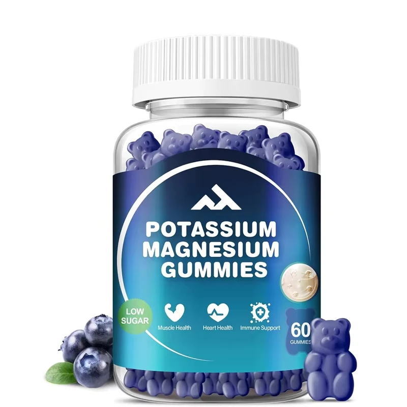 

Potassium Magnesium Supplement Gummies, Supporting Leg Spasms for Both Men and Women, 60 Gummies