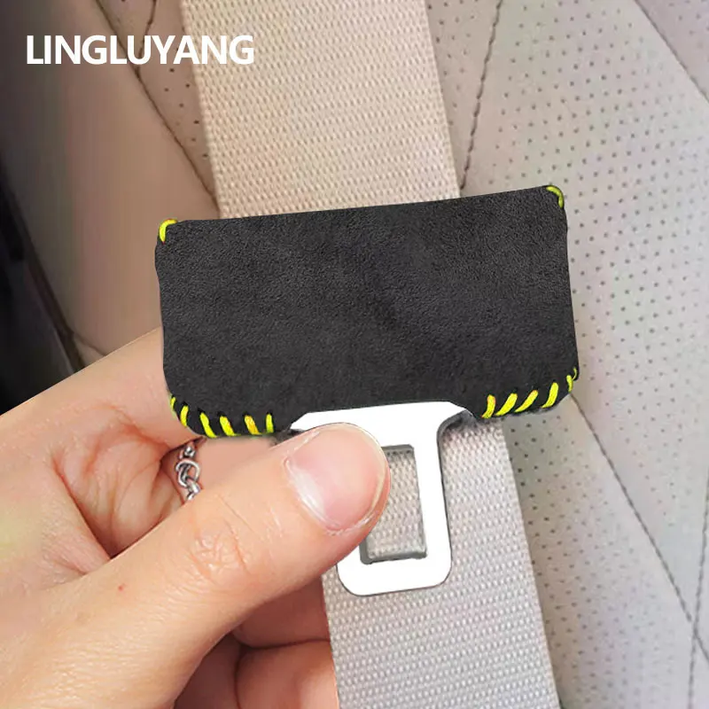 Car Seat Belt Buckle Clip Protector Suede fur  Interior Button Case Anti-Scratch Cover Safety Car Accessories