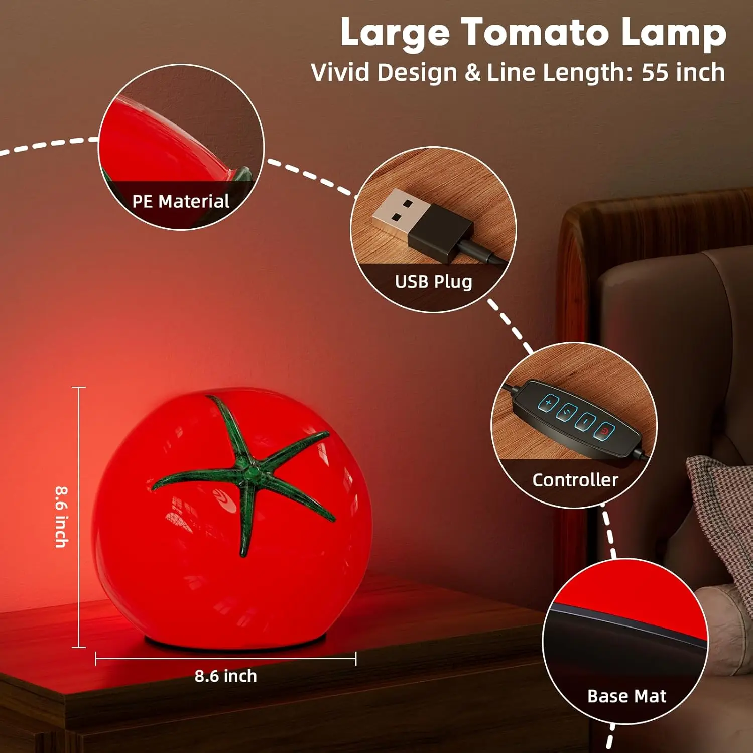 Modern European Design Tomato Light Emitting Diode Table Lamp Bedroom Bedside Simple Night Light Electric Atmosphere