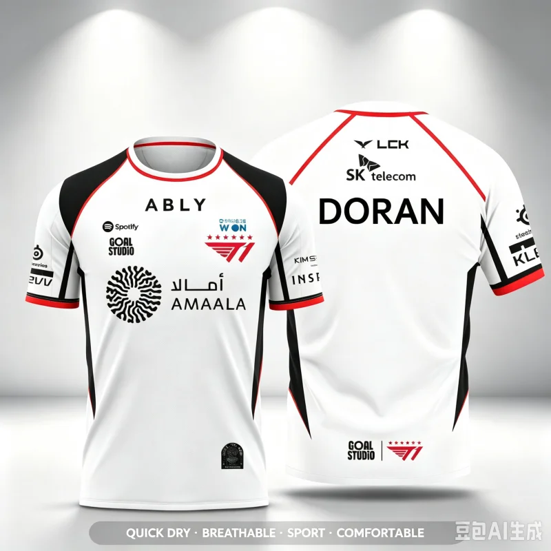 26-27 Neues T1 Esports Team Trikot FAKER FAN für Männer und Frauen, Sommer-Freizeit-Kurzarmshirt für Gaming-Enthusiasten, Eltern-Kind – Detail 1