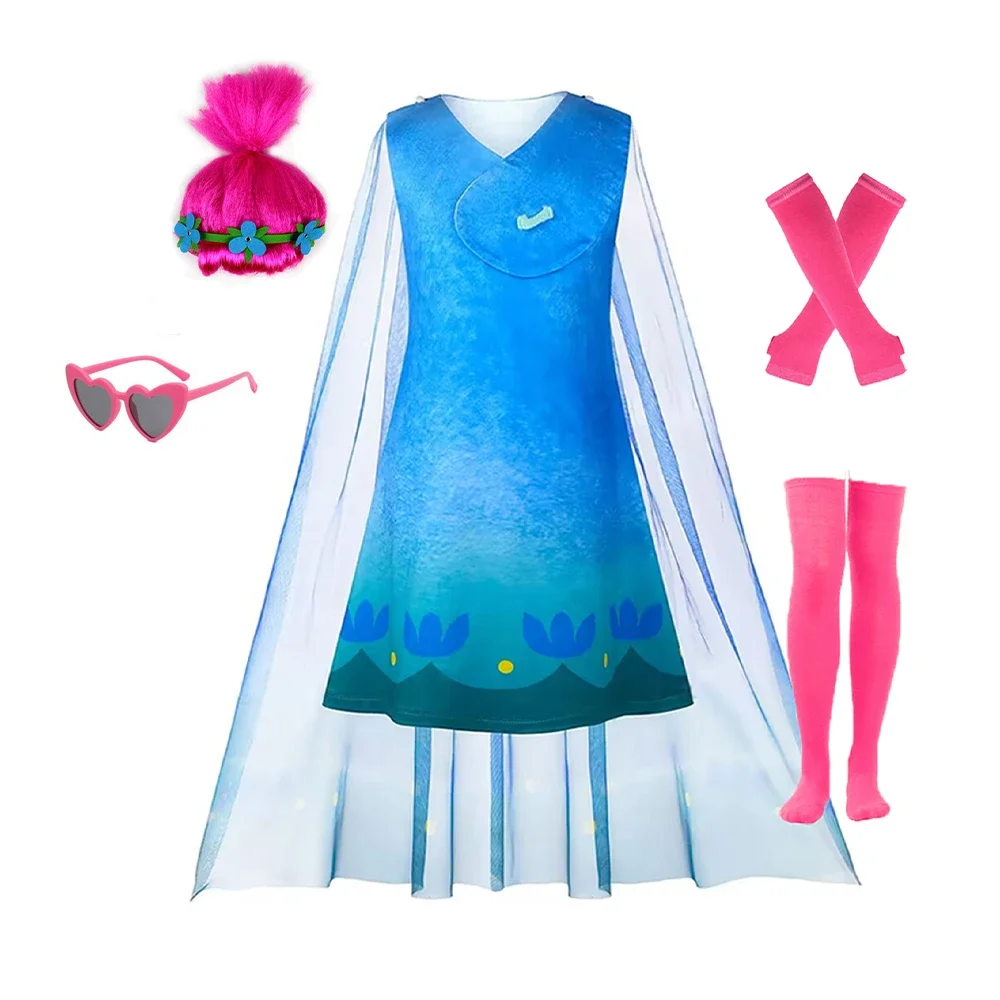 Kids Princess Pobby Dress Carnival performance Costume for Girls Cosplay Halloween Outfits Dress Up Birthday Party with accessor