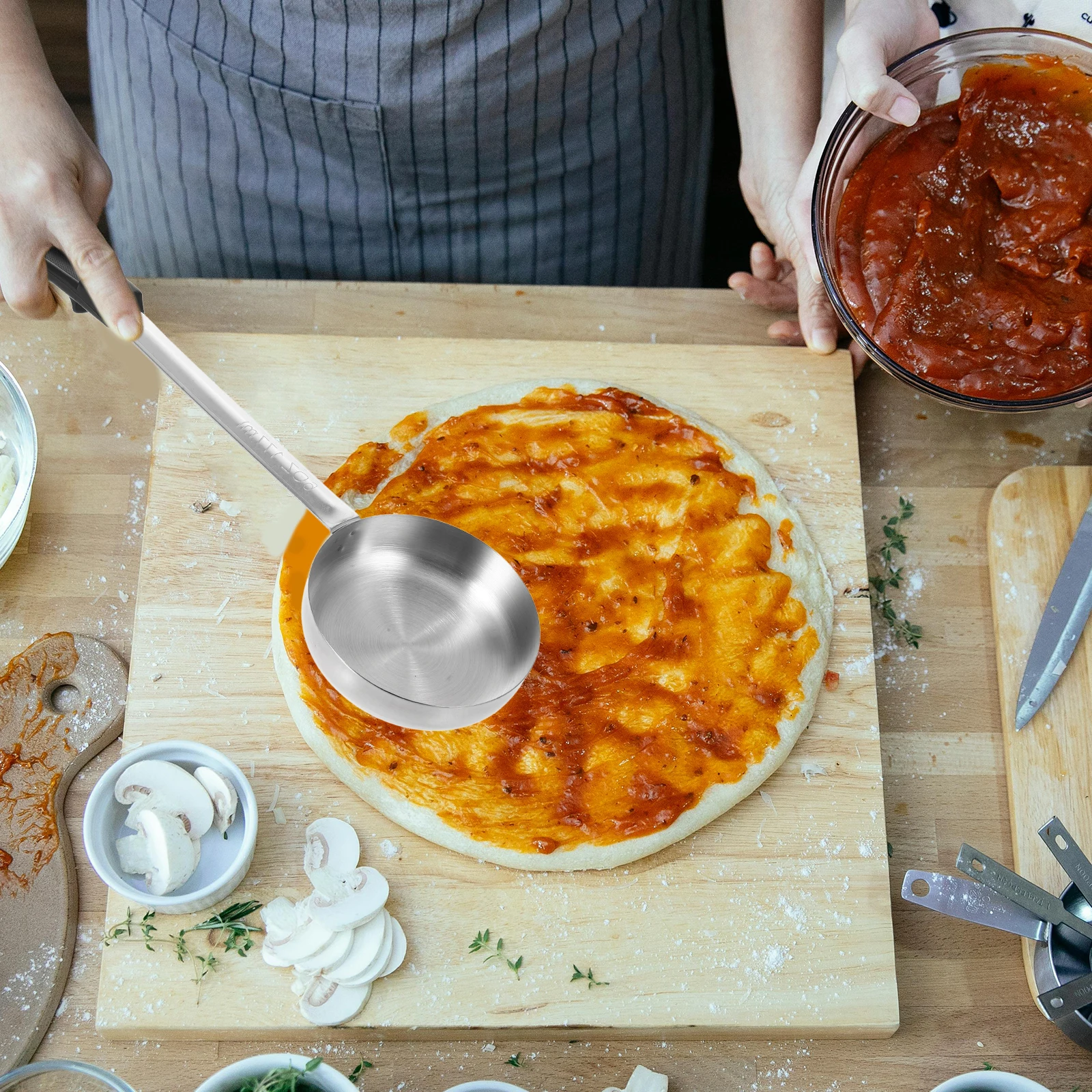 

Sauce Ladle Stainless Steel Precision Portion Control Cooking Spoon For Pizza Sauce Soup Ketchup Serving Kitchen Utensils