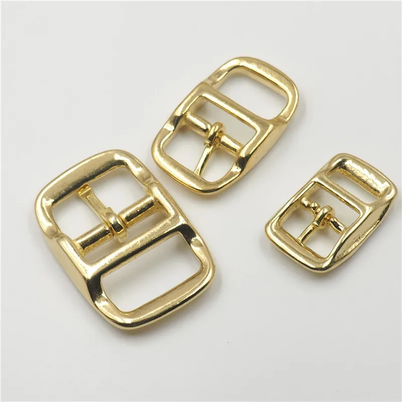 1PC Solid Brass Belt Buckle Square Center Bar Adjuster Pin Buckle Leather Craft Strap Belt Bag Parts 13.5mm Inner Width