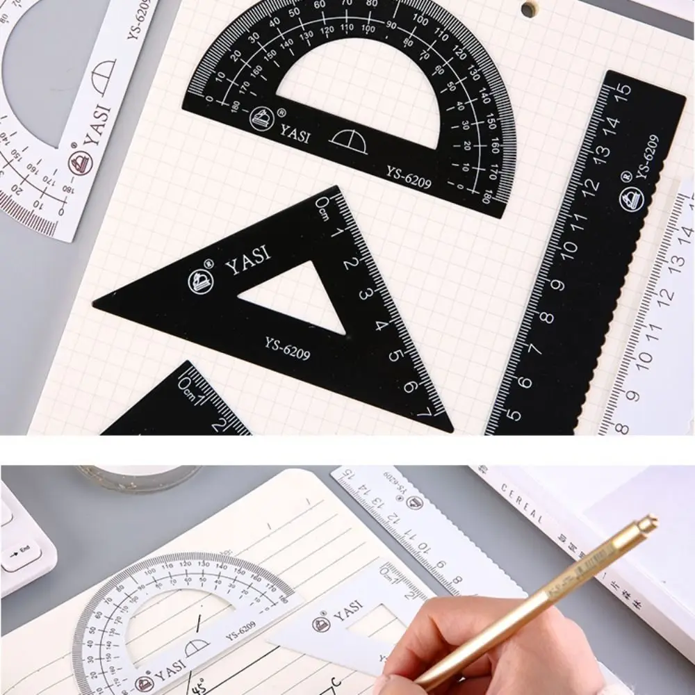 4 قطعة/المجموعة سبائك الألومنيوم أدوات الرسم لوازم الطلاب مربع مثلث الرياضيات الهندسة أداة قياس القرطاسية الحكام