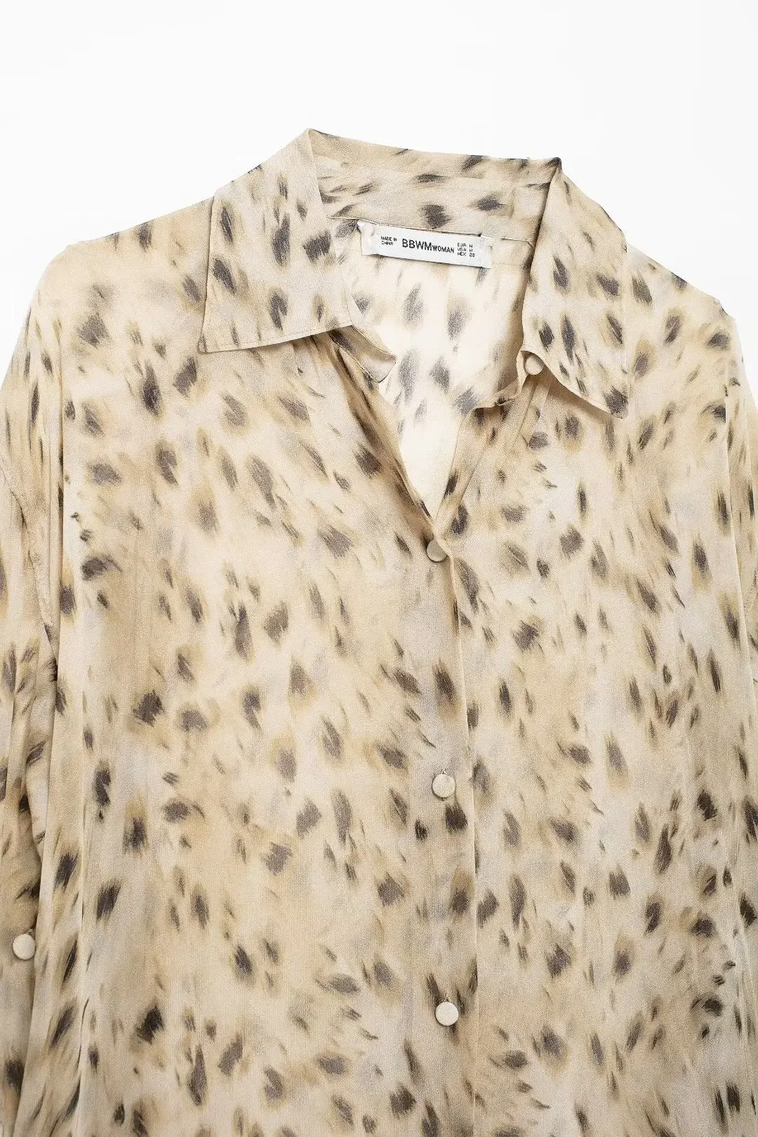 Abito da donna 2 pezzi 2024 camicia con stampa animalier traslucida di nuova moda camicetta a maniche lunghe retrò + tuta casual con stampa animalier