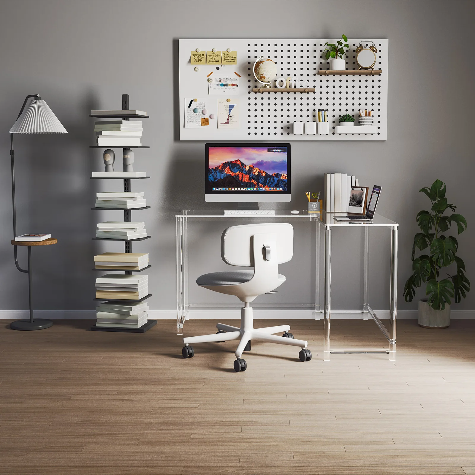 ins wind acrylic table L-shaped long table computer workbench transparent desk living room bedroom floating desk