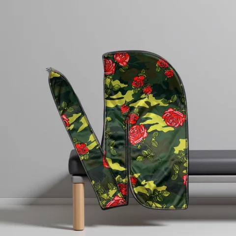 New Camo Print Silk Durag Bandanas for Men Silky Durags Long Tail Wave Cap Head Scarf Women Hat Headwrap Durag