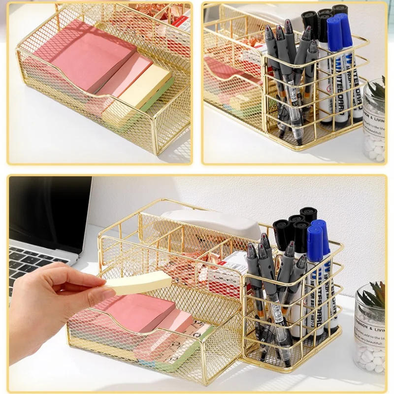 Space-Saving Nordic 3-Tier Metal Drawer Organizer for Office, Stationery, Cosmetics & Files - Stylish Storage Box
