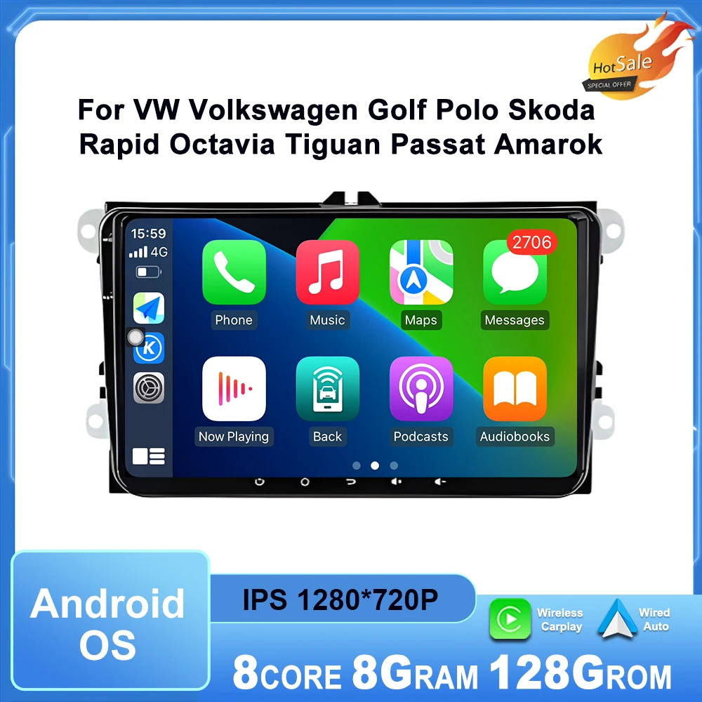 Android OS for VW Volkswagen Golf Polo Skoda Rapid Octavia Tiguan Passat Amarok Car Multimedia Video Stereo Player GPS Carplay