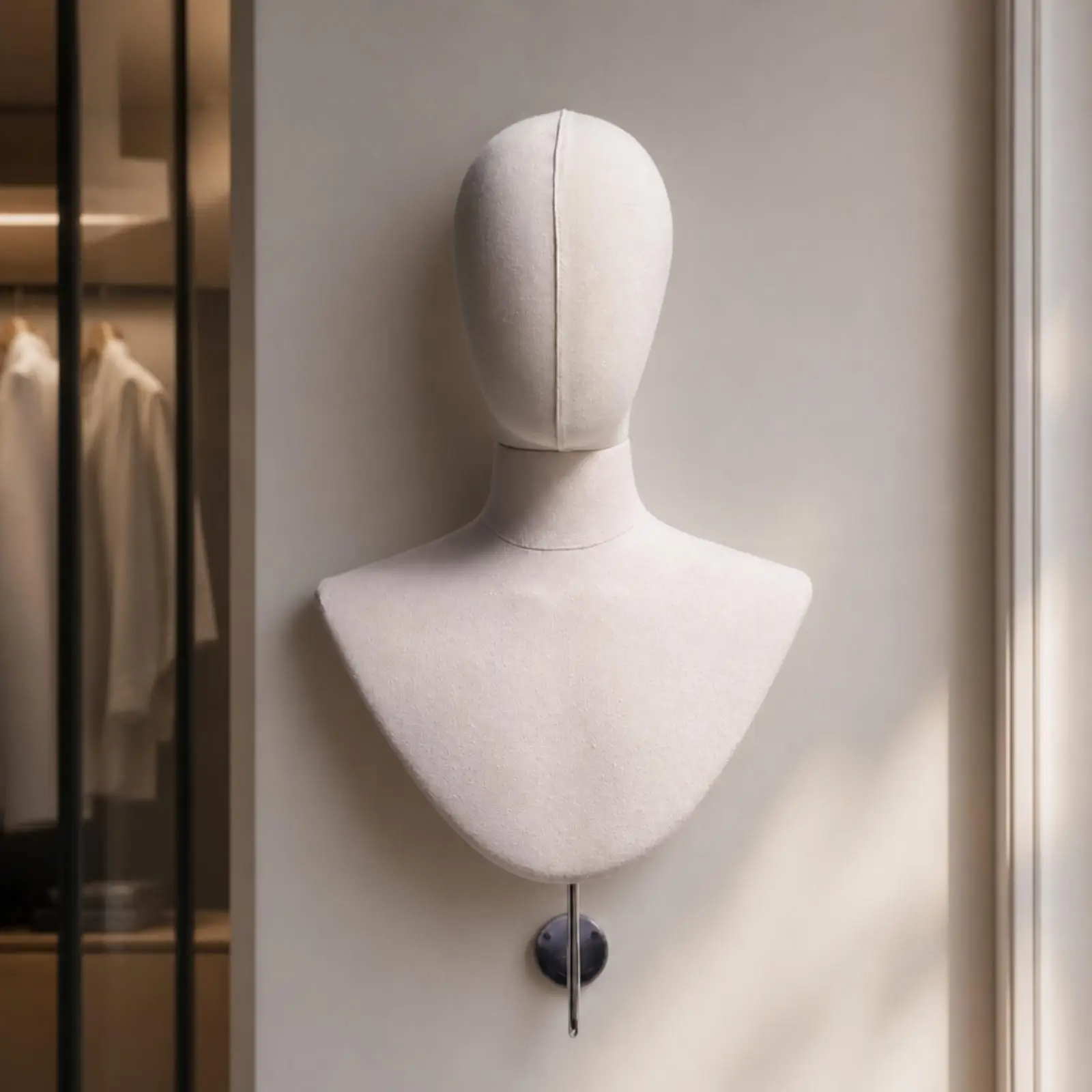 Wall Display Stand Elegant Canvas Like Mannequin Head Torso Display for Showroom Wigs Caps Scarves