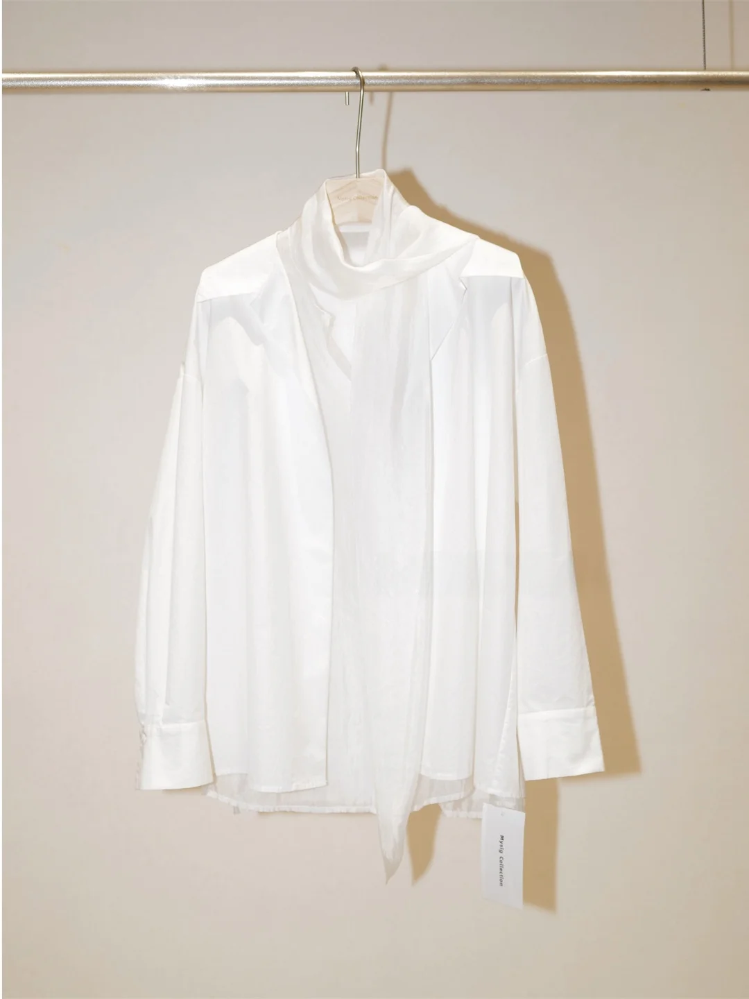 

Повседневная белая рубашка Moss Yea с длинным рукавом из медно-аммониачного шелка с внутренним воротником-стойкой, оверсайз крой