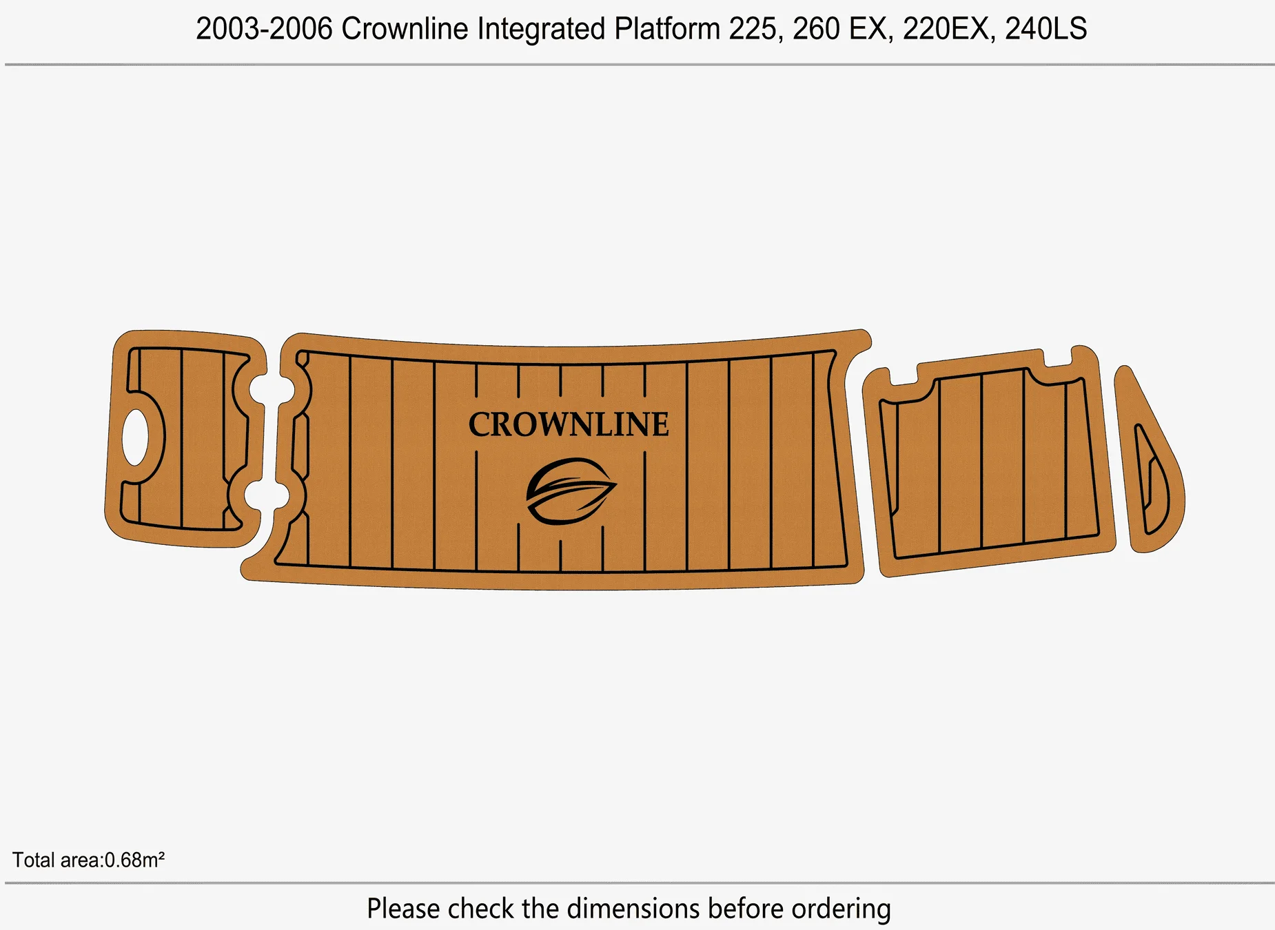 2003-2006 Crownline Integrated Platform 225, 260 EX, 220EX, 240LS EVA Non-SlipTeak Decking marine Mat gatorstep carpet Floor