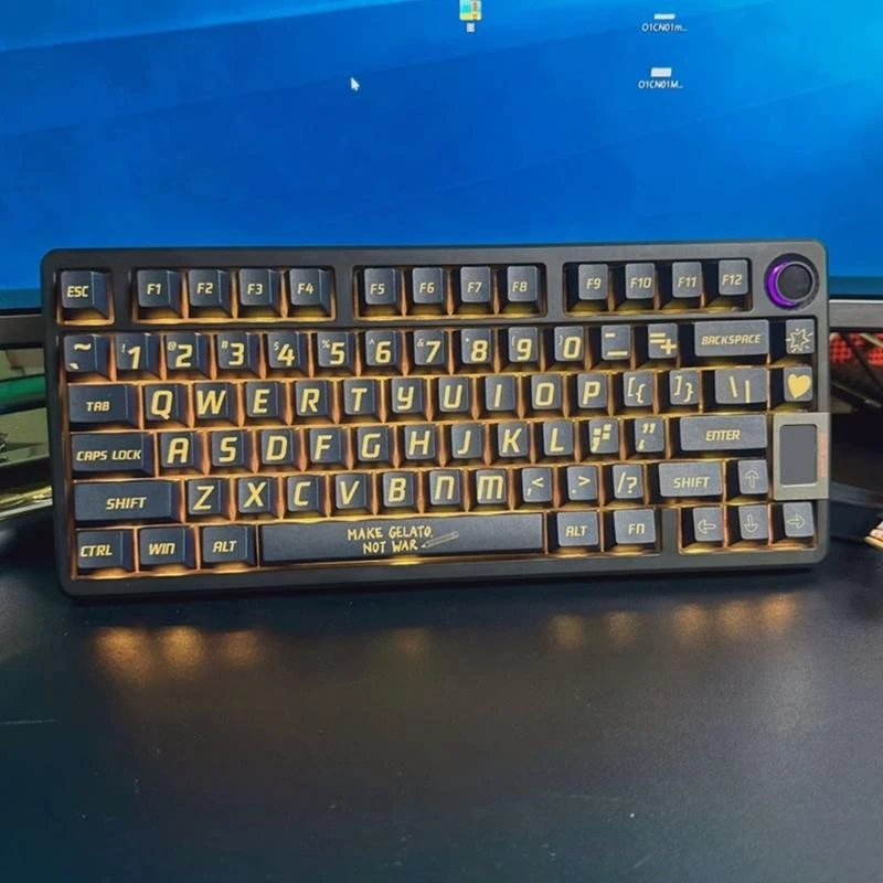 587B Keycaps, 130Keys Black Heat Subbed Color Thick PBT Enhances Durability for Mechanical Keyboards Typist