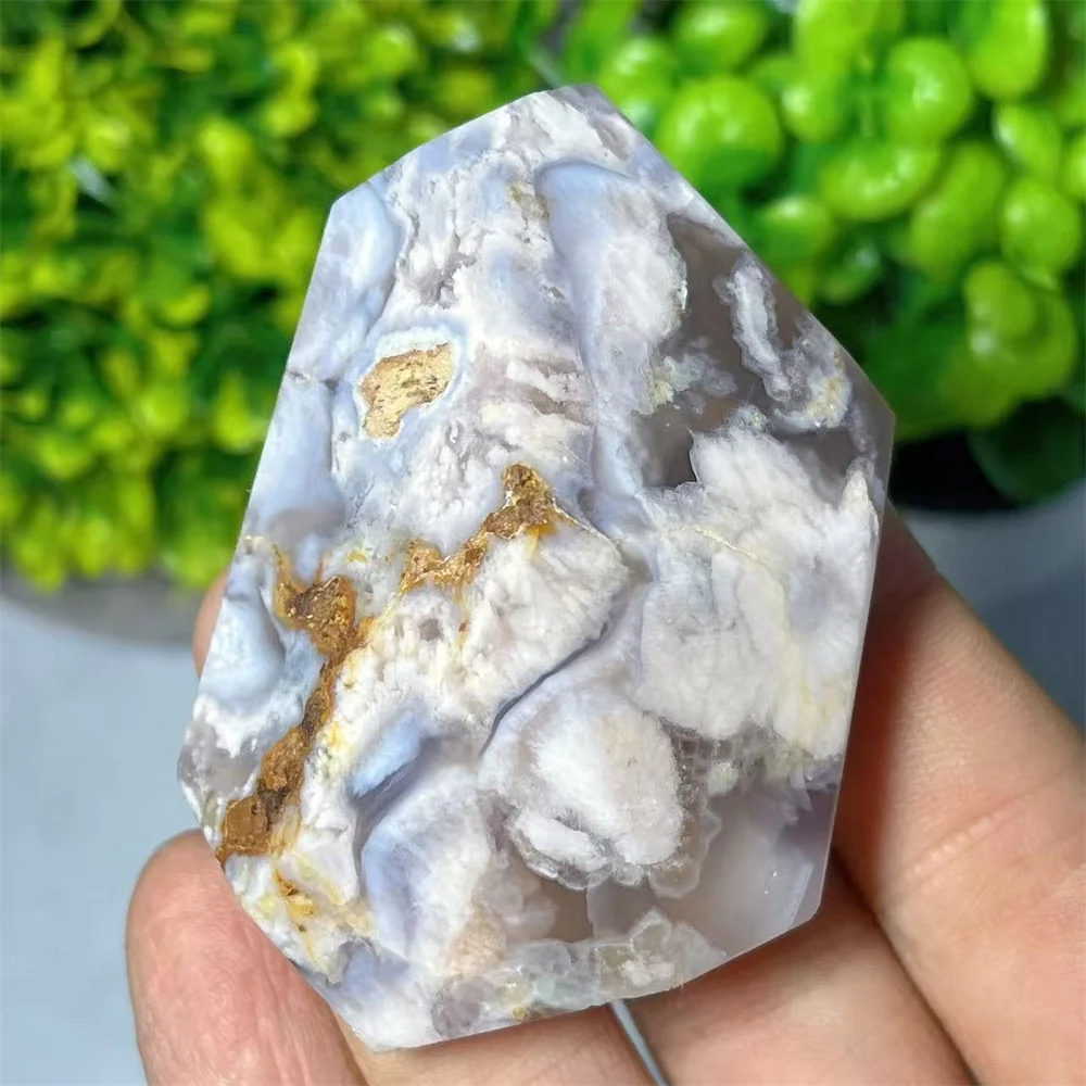 Blue Flower Agate Free Form Crystal Natural Reiki Mineral Spiritual Meditation Specimen Flash Healing Home Decoration view 6