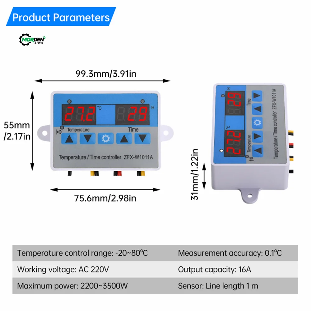 W1011 Digital Thermometer Hygrometer Temperature Sensor Detector DC 12V/24V/12-60V/AC 110-220V Humidity Controller Tester