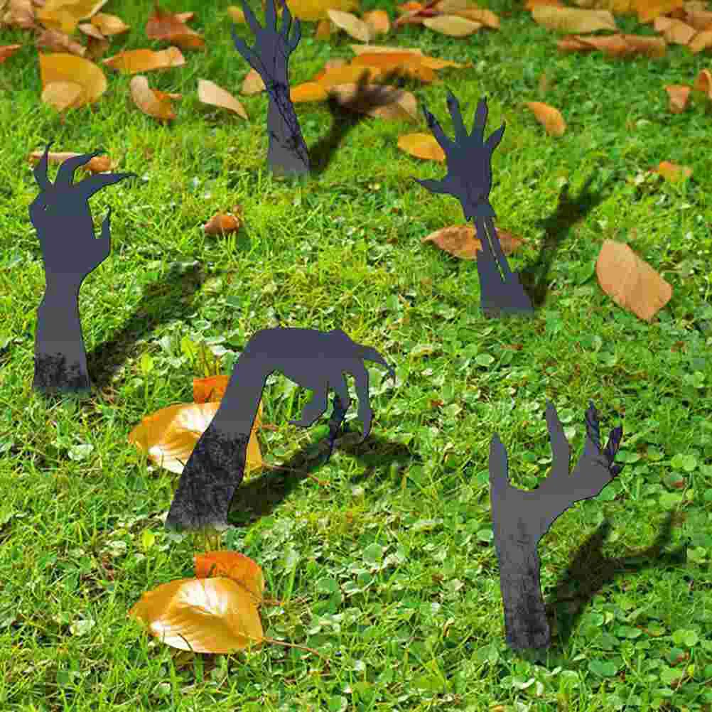 5 Pcs Outdoor Halloween Decorations Ghost Hand Acrylic Courtyard Ground Garden Silhouette 5pcs ( Combination) Spooky