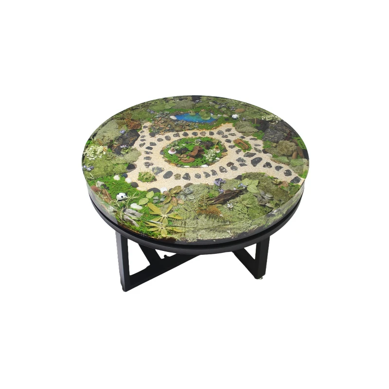 اليدوية الراتنج الطحلب حديقة المناظر الطبيعية الجدول الراقية طاولة القهوة غرفة المعيشة شرفة المنزل طاولة القهوة الشاي #1