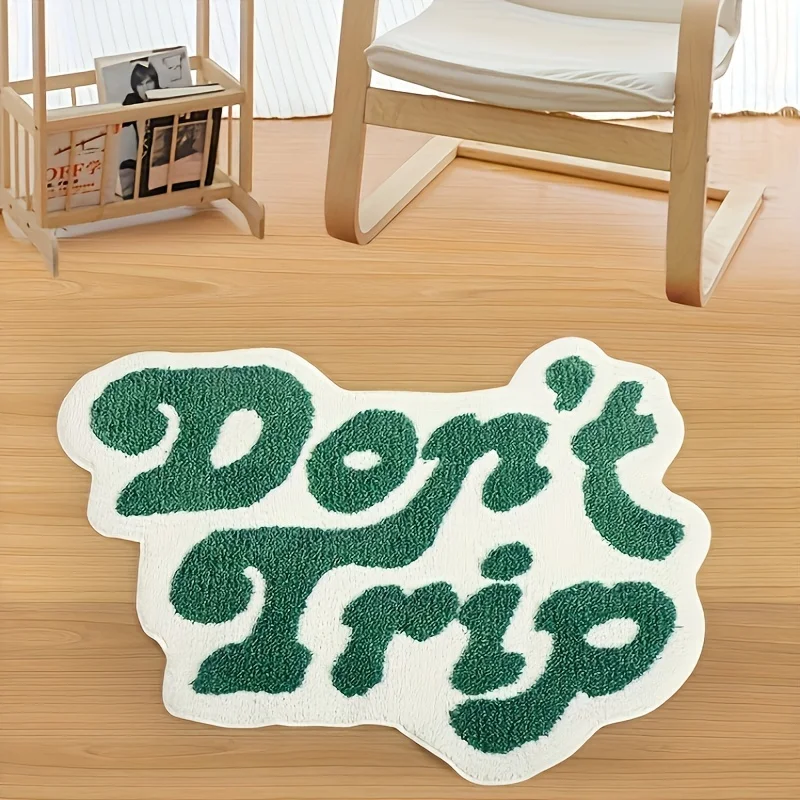 VIKAMA Black And White Alphabet Plush Soft Rug Trendy Decorative Rug For Bedroom Or Living Room Sofa Area Home Decor