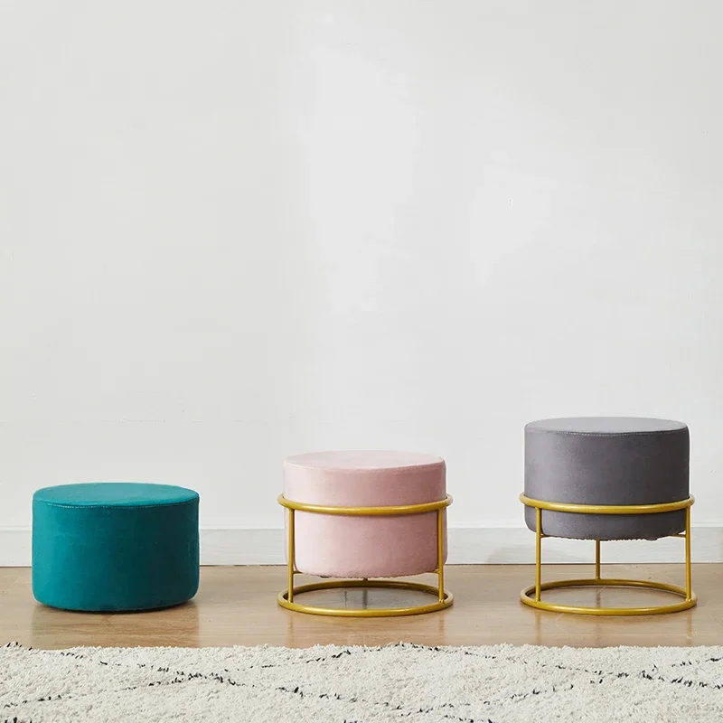 

Furniture Mobile Round Stools Kitchen Stool Creative Chair For Leisure Nordic Shoe Changing Stool Flannel Seat Home Accessorie