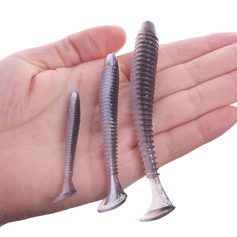 Fishing Worm Soft Lures Jig Wobblers 5cm 7cm 9cm Easy Shiner For Carp Bass Artificial Double Colors Silicone Swimbait