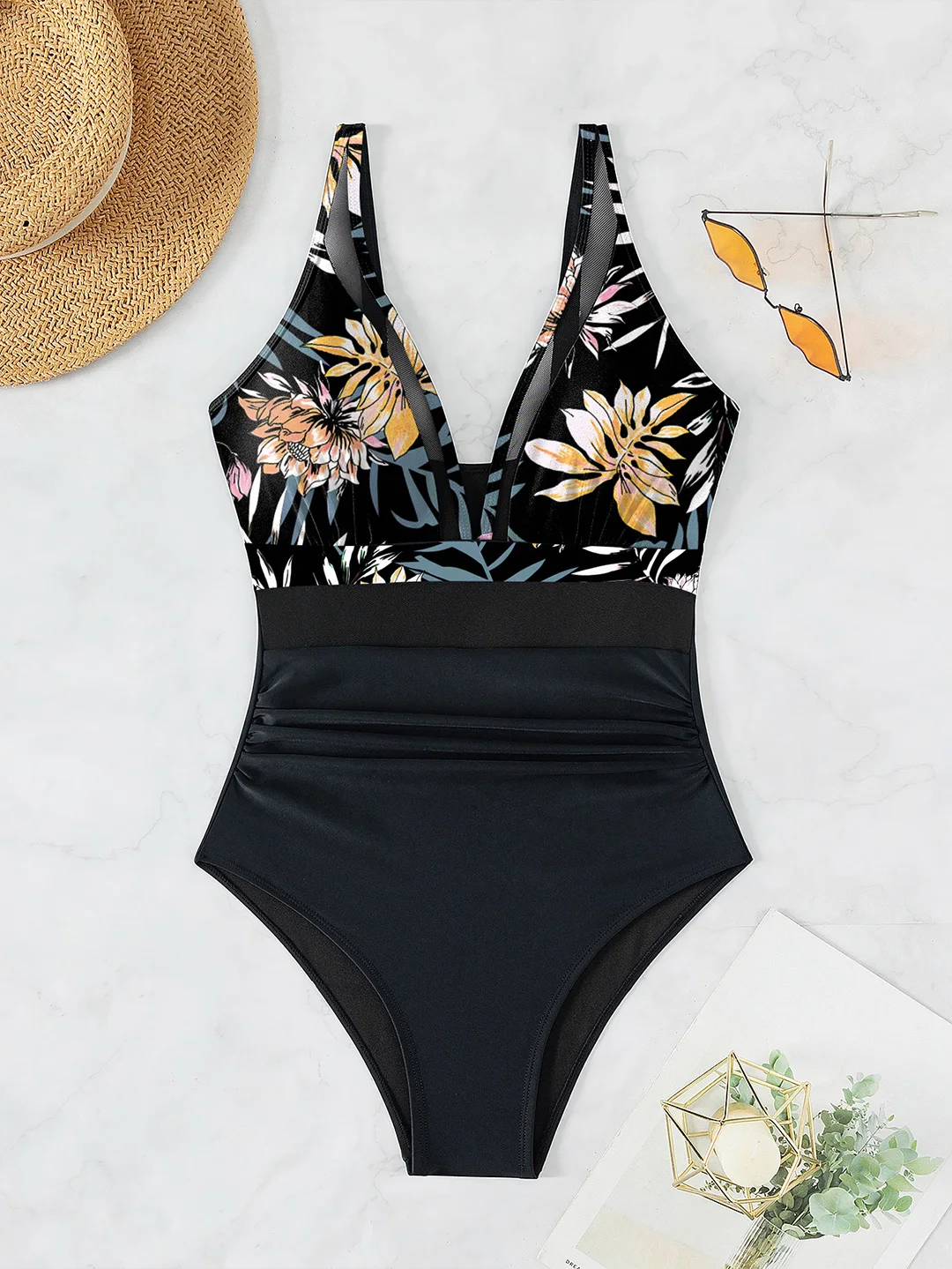 S - XL Neuer sexy, durchsichtiger Badeanzug mit V-Ausschnitt für Damen, einteiliger Badeanzug, Monokini mit hohem Beinausschnitt, Badebekleidung, Badeanzug, Modell V5136 – Detail 38