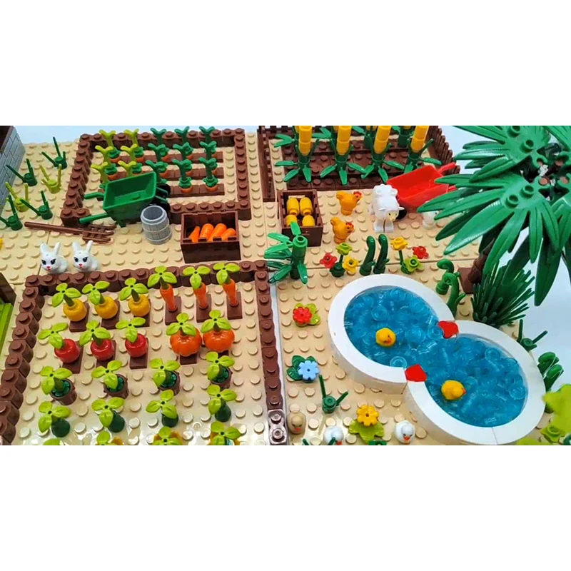 Farm Pasture MOC Building Blocks Bricks Toys Stable Chicken Coop Kennel Animal Pig Dog Horse Sheep Cows Compatible With LEGO