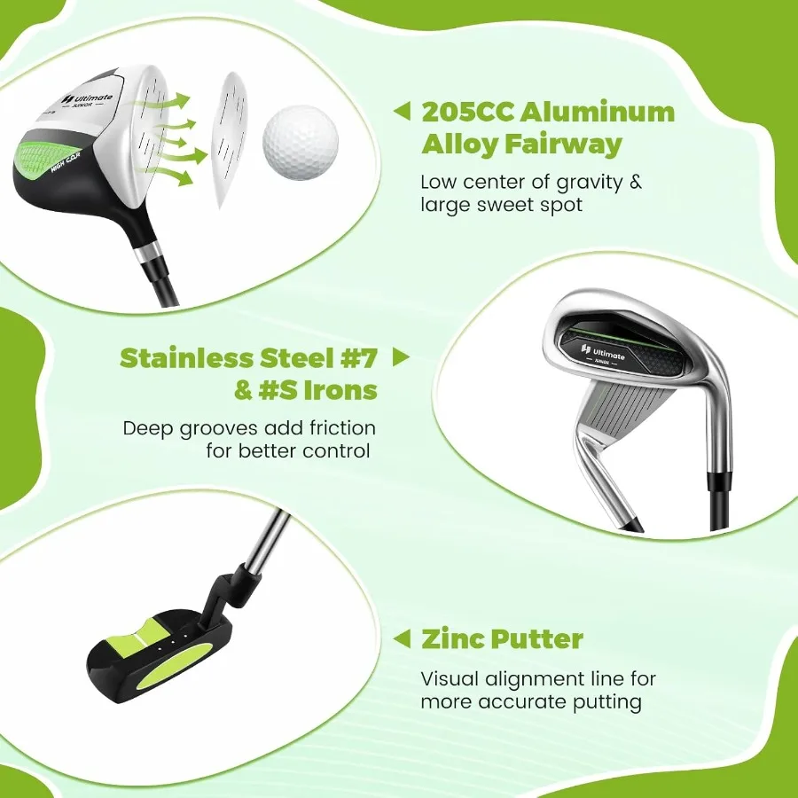 Conjunto de clube de golfe destro conjunto completo para 4/6 clubes suporte saco criança jovens clubes para meninos meninas júnior conjunto de golfe